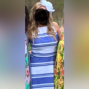 Southern tide blue and white striped shift dress